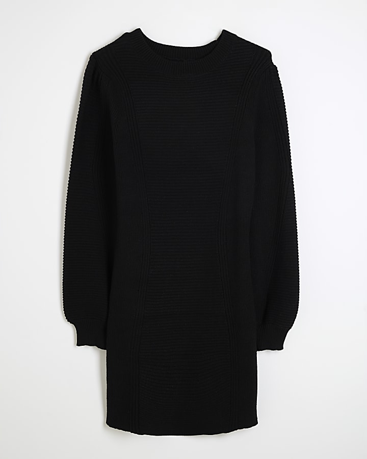Black Ribbed Mini Dress