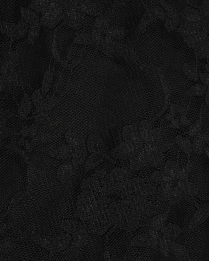Black lace one sleeve bodysuit