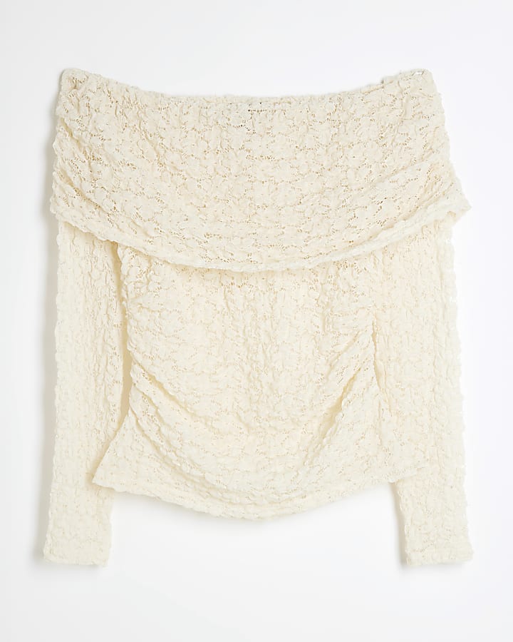 Cream lace bardot top