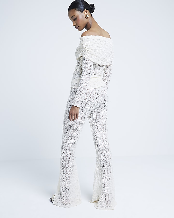 Cream lace bardot top