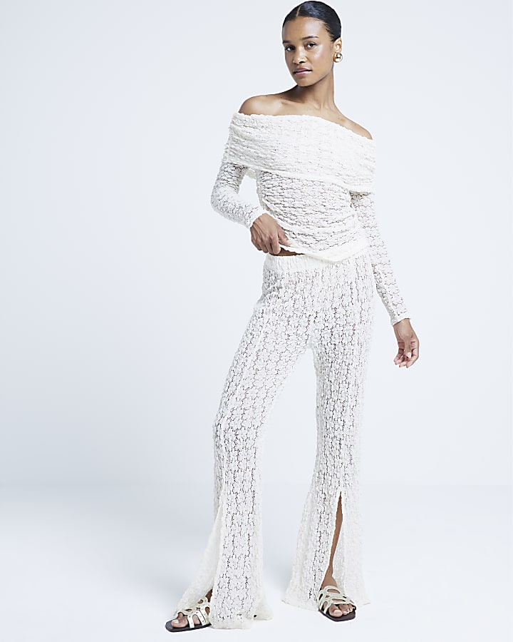 Cream lace bardot top