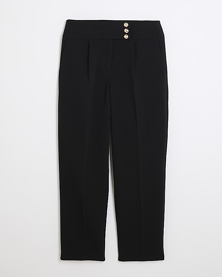 Black Button Front Trousers