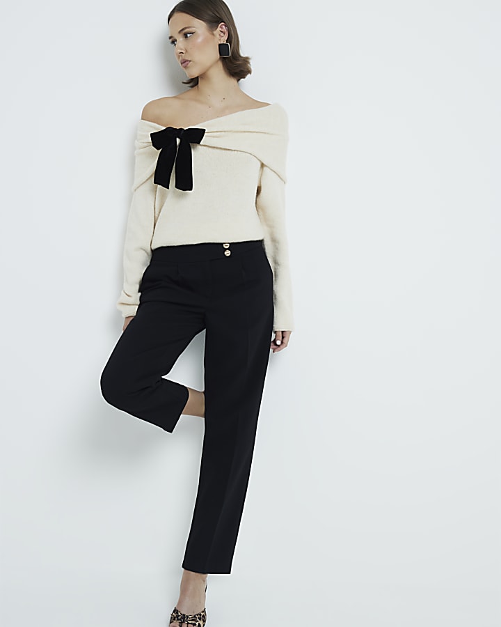 Black Button Front Trousers