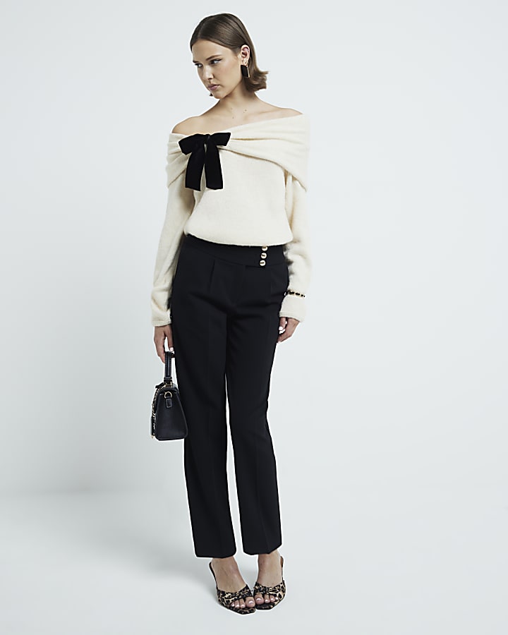 Black Button Front Trousers