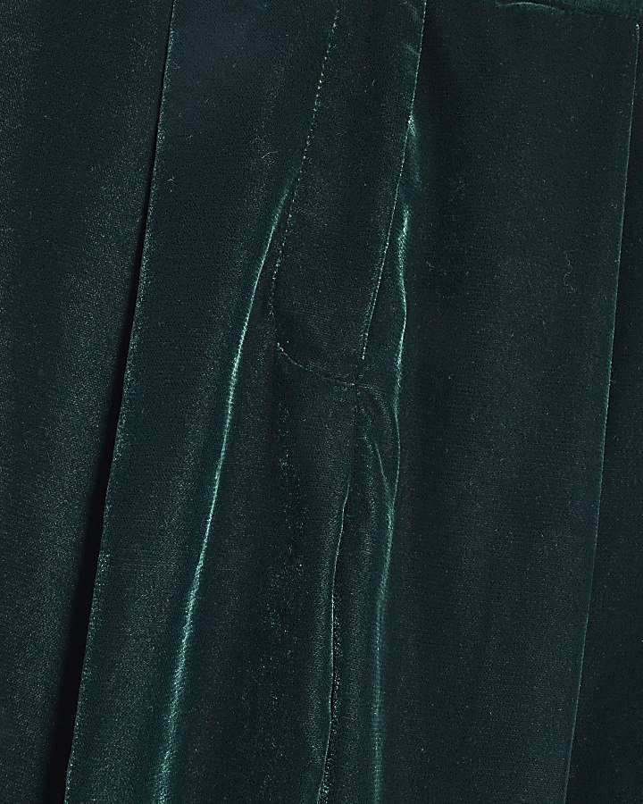 Petite Green Velvet Wide Leg Trousers