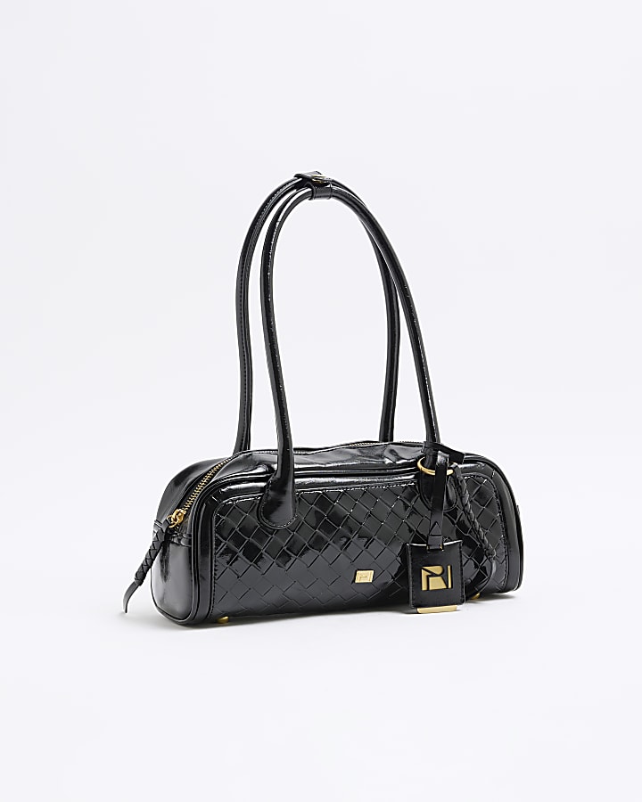 Black Woven Shoulder Bag