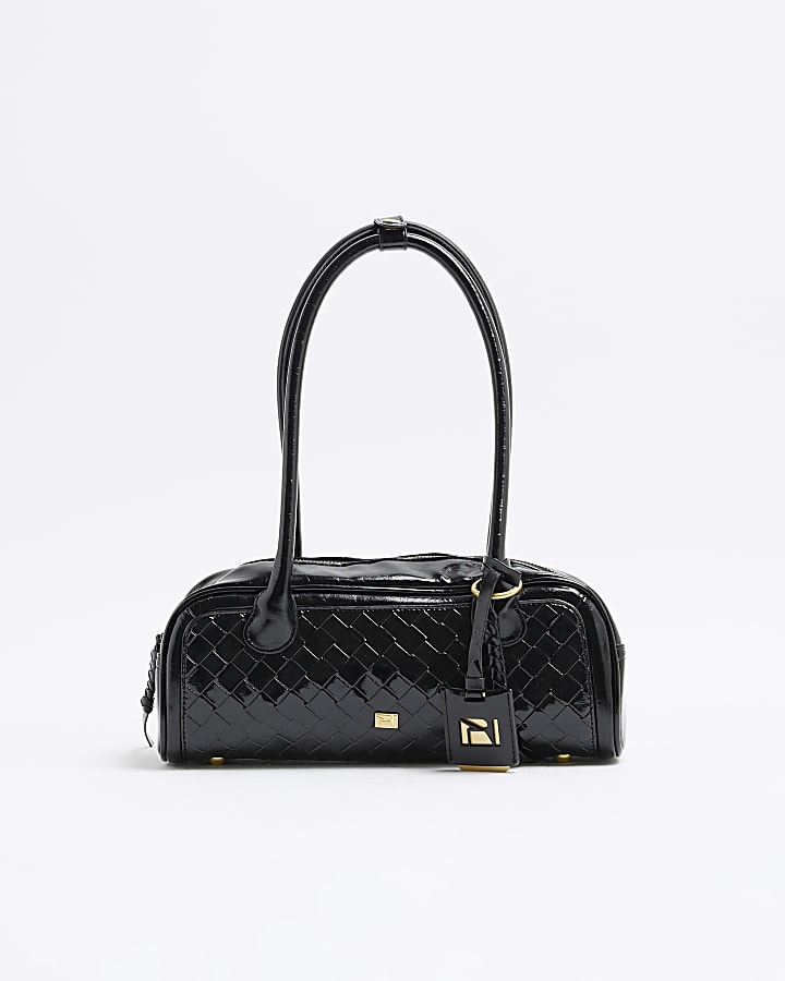 Black Woven Shoulder Bag