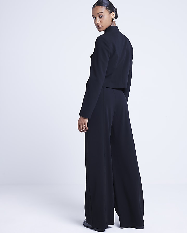 Black wide leg trousers