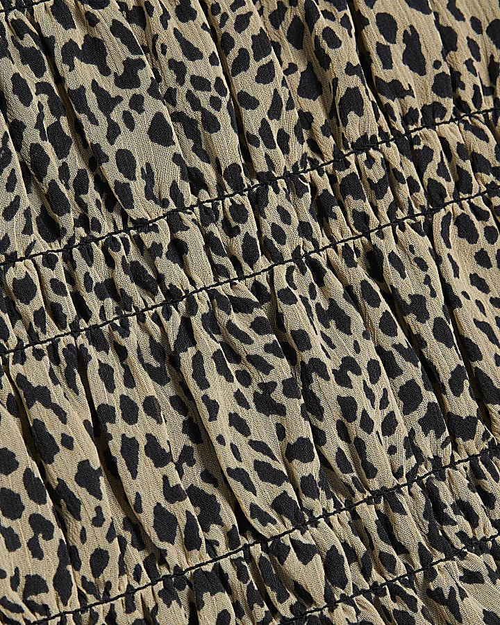 Beige Chiffon Leopard Print Blouse