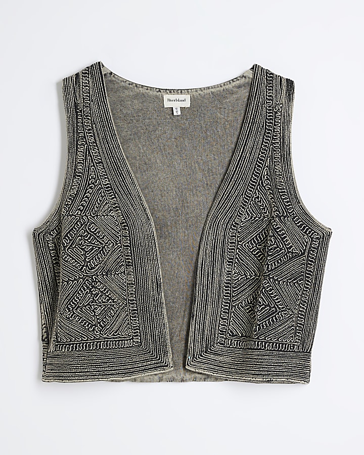 Black Embroidered Waistcoat