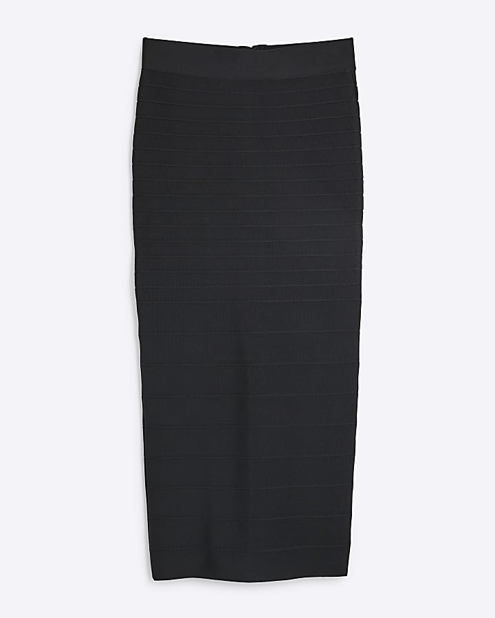 Black Bandage Midi Skirt