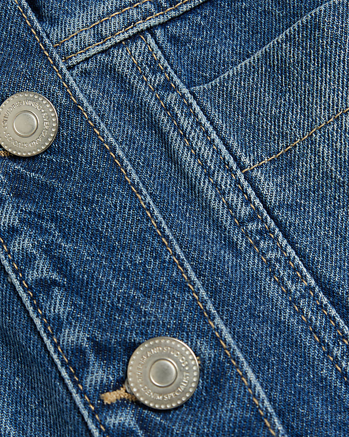 Blue crop denim trucker jacket