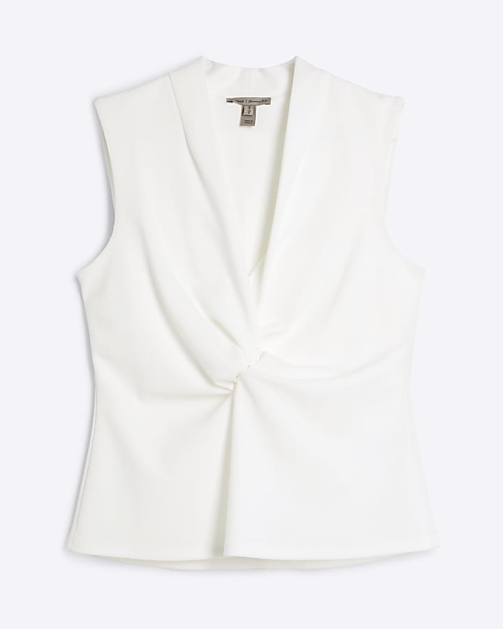 White front knot vest top