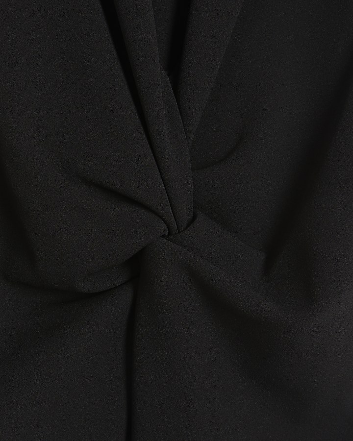 Black front knot vest top