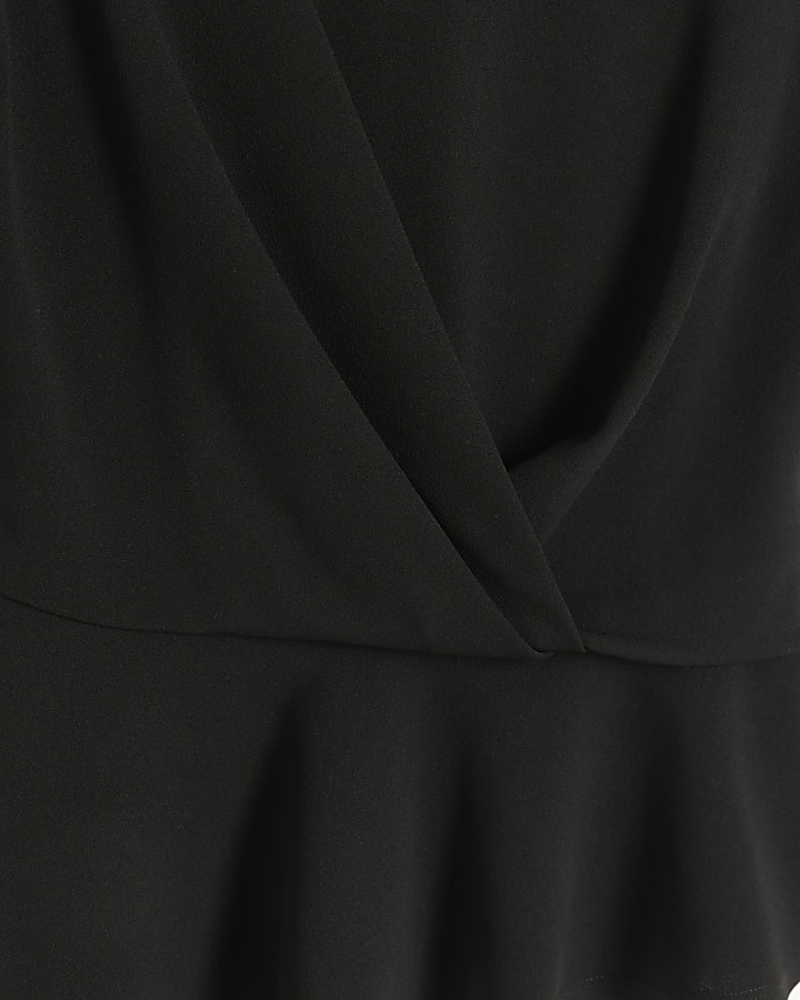 Black Twist Front Peplum Top