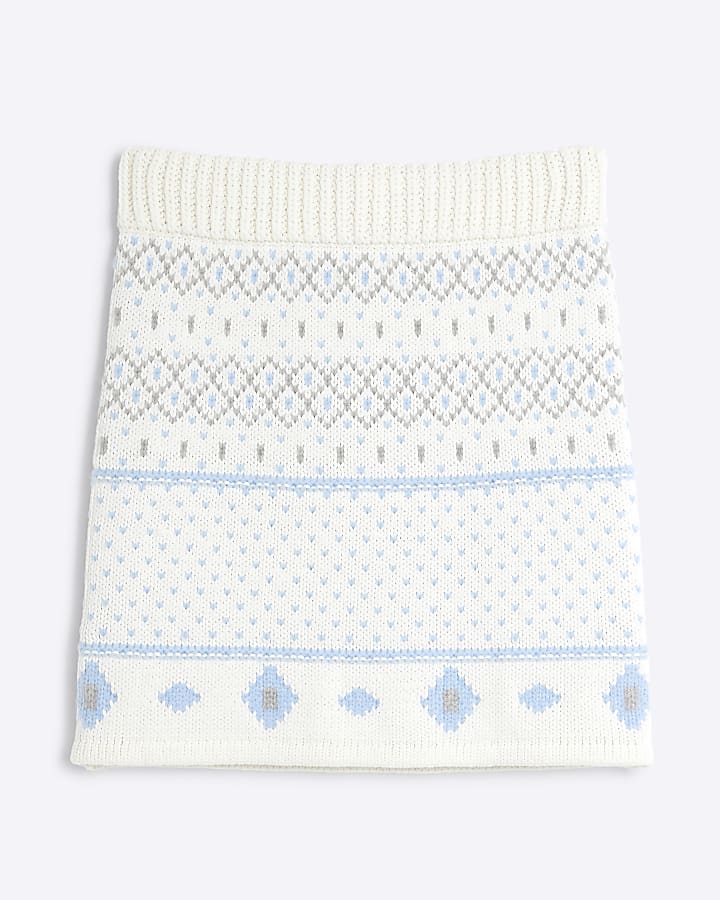 Cream Fair Isle Knitted Mini Skirt