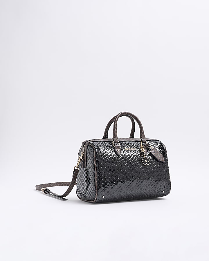 Black Monogram Embossed Bowler bag