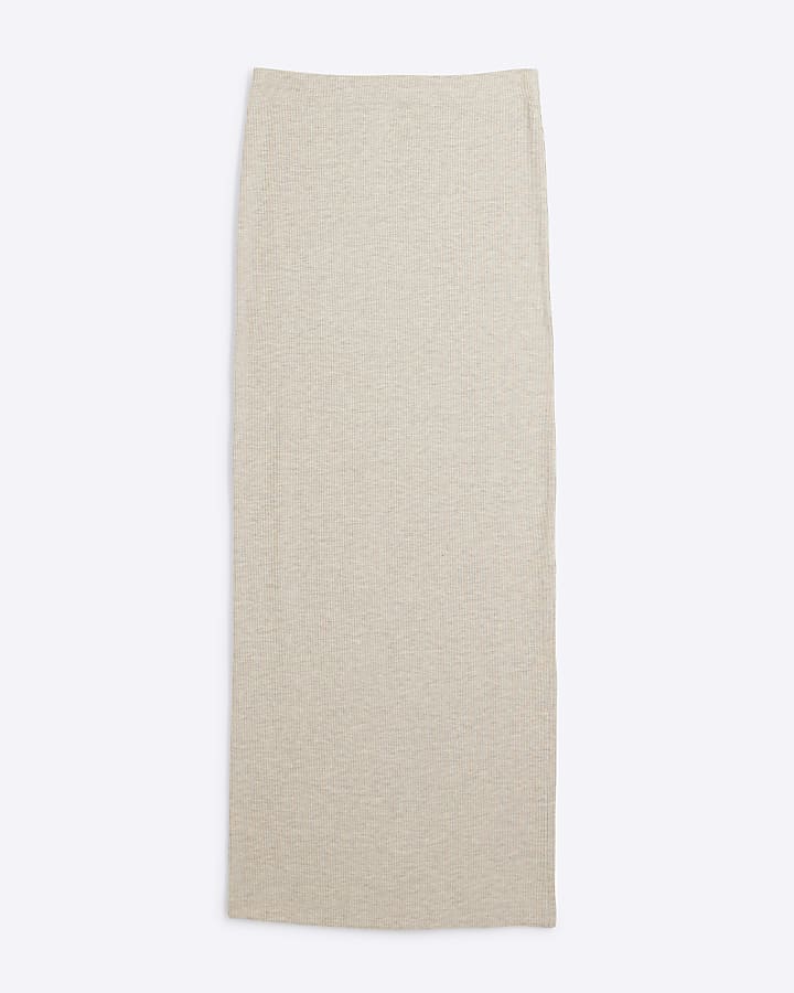 Petite Beige Pencil Rib Maxi Skirt