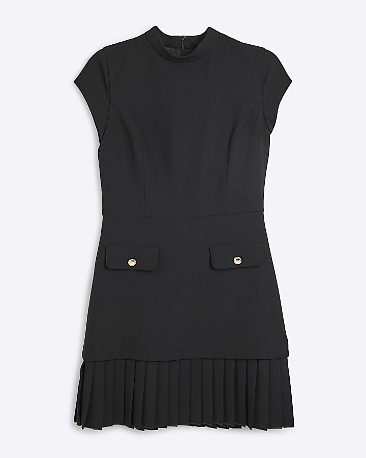 Black Pleated Mini Dress