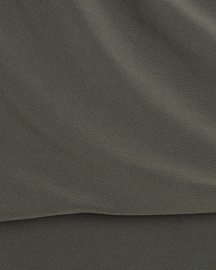 Khaki ruched off shoulder bodysuit