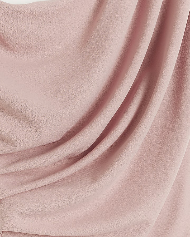 Pink drape off shoulder bodycon maxi dress