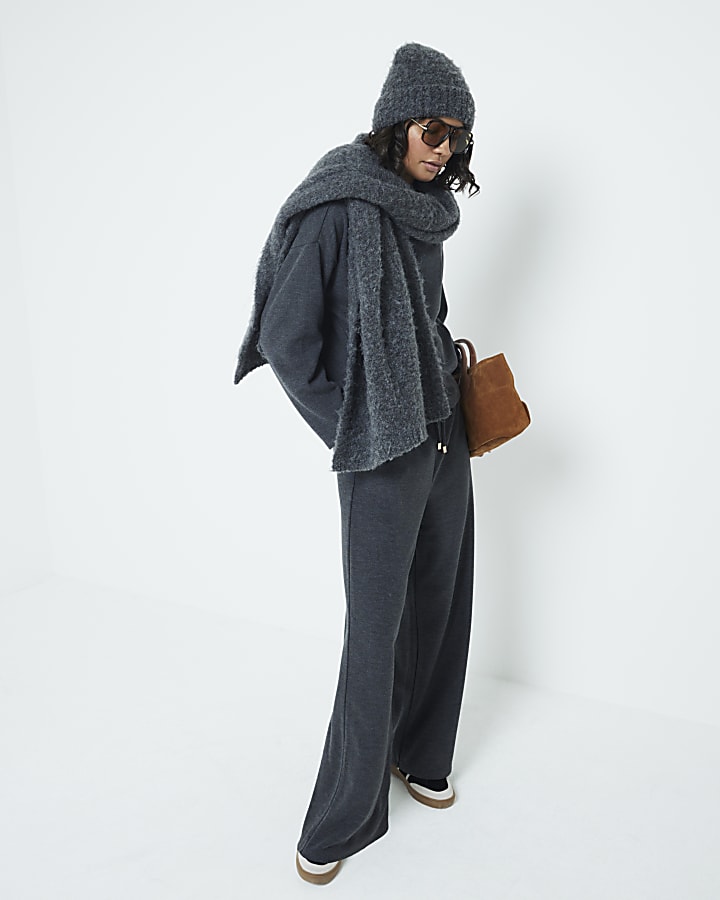 Grey Cosy Long Sleeve High Neck Top