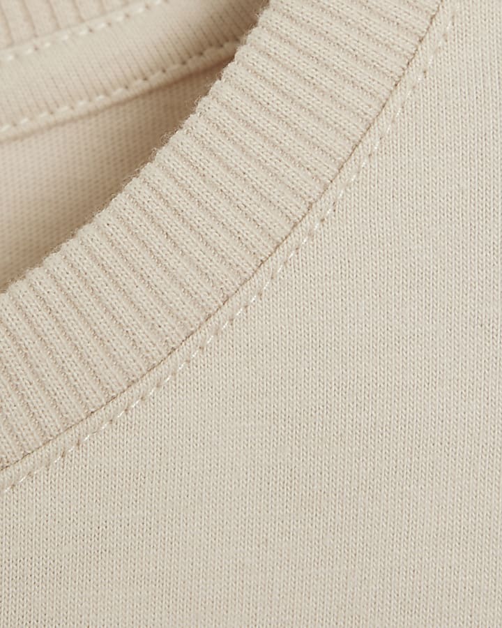 Beige Shoulder Pad T-shirt