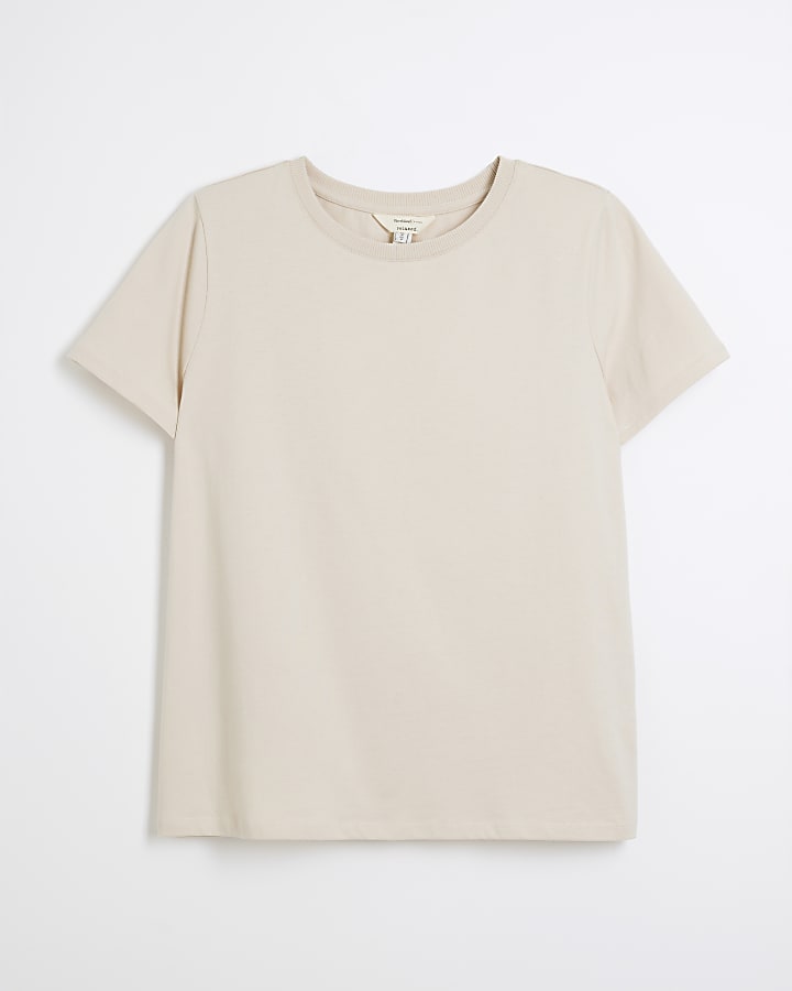 Beige Shoulder Pad T-shirt