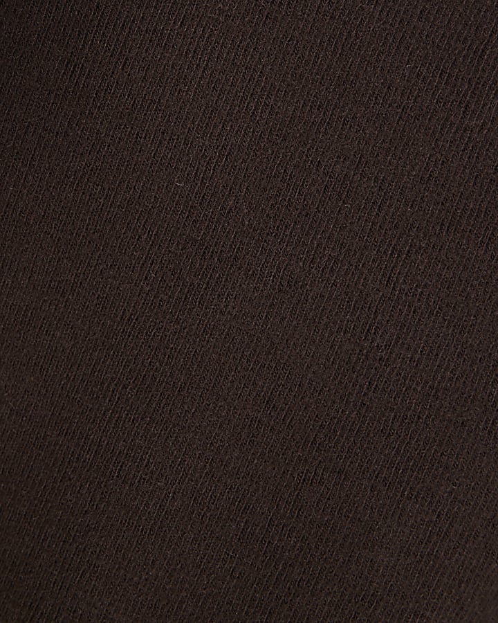 Brown Long Sleeved Ruched Midi Dress