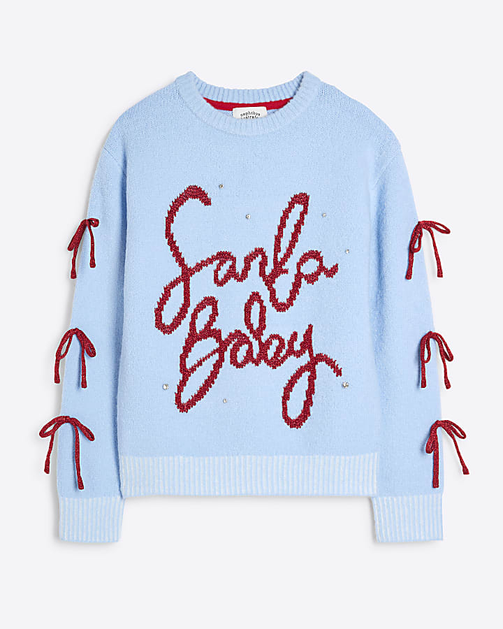 Blue Santa Baby Christmas Jumper