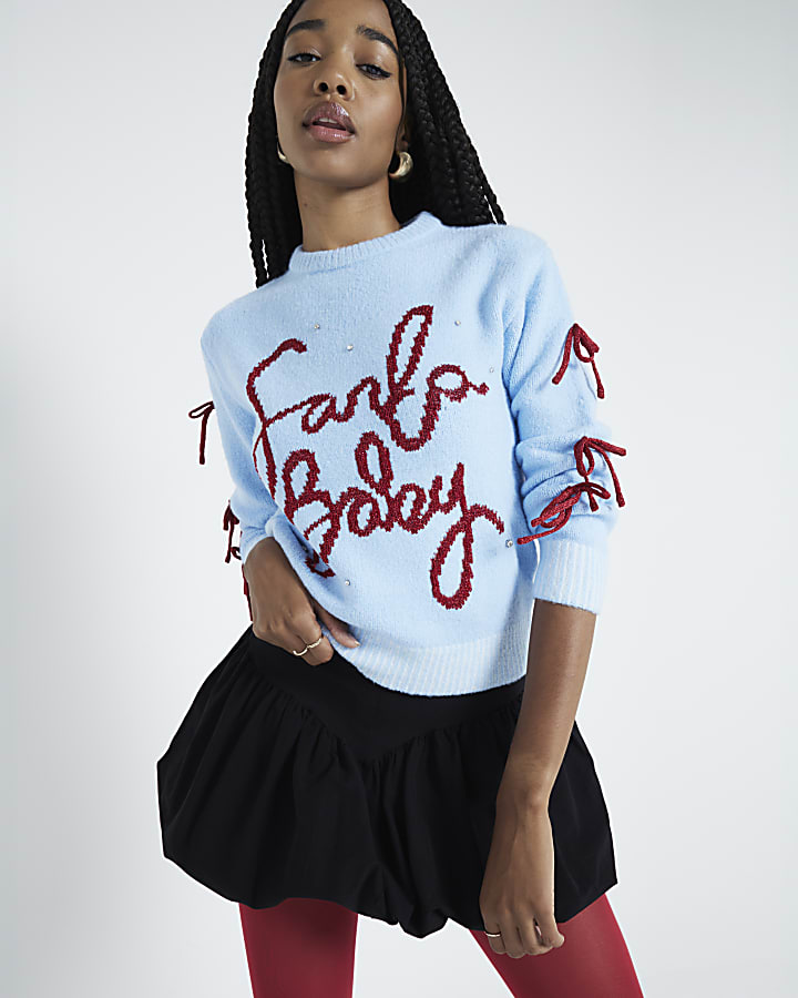 Blue Santa Baby Christmas Jumper