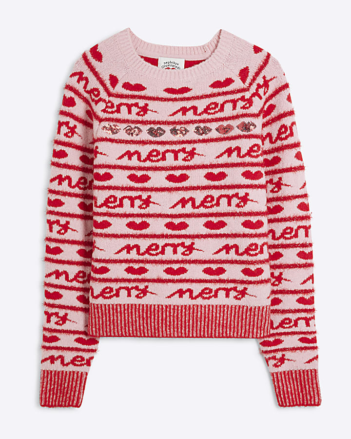 Pink Merry Christmas Jumper