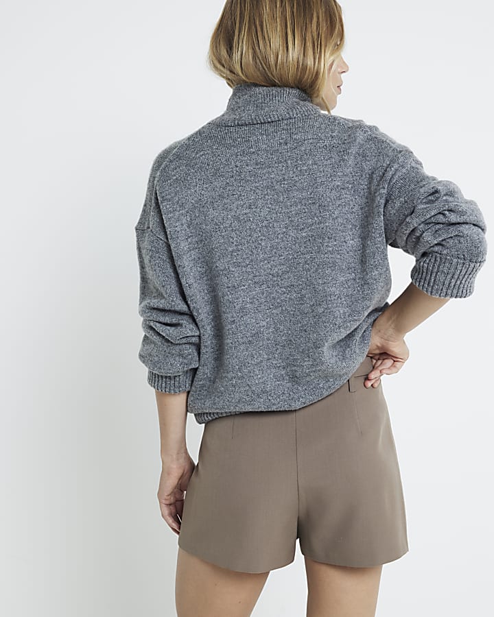 Beige Belted Wrap Skort