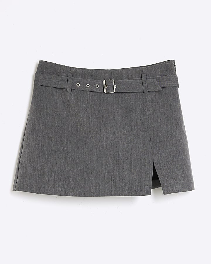 Grey Belted wrap Skort