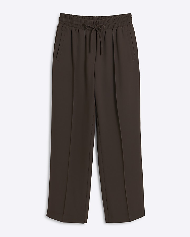 Brown tailored wide leg joggers