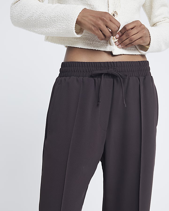 Brown tailored wide leg joggers