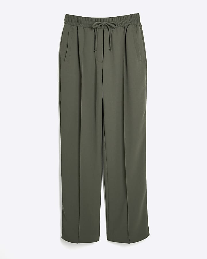 Khaki tailored wide leg joggers