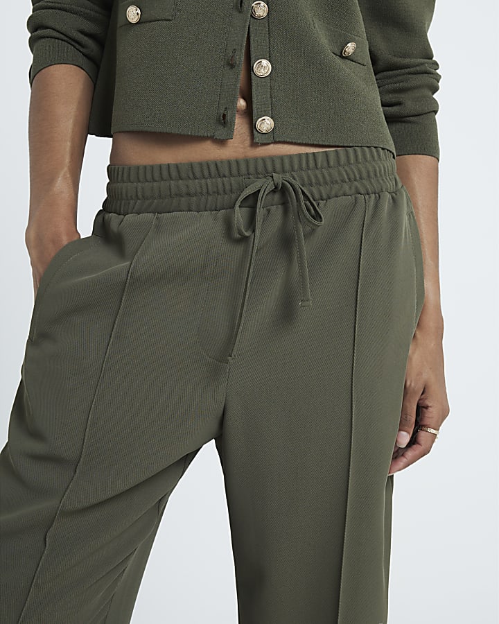 Khaki tailored wide leg joggers