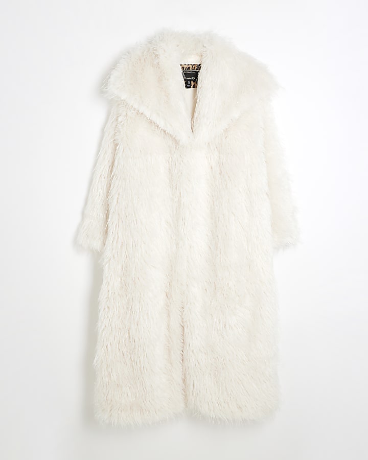 Plus Cream Faux Fur Maxi Coat