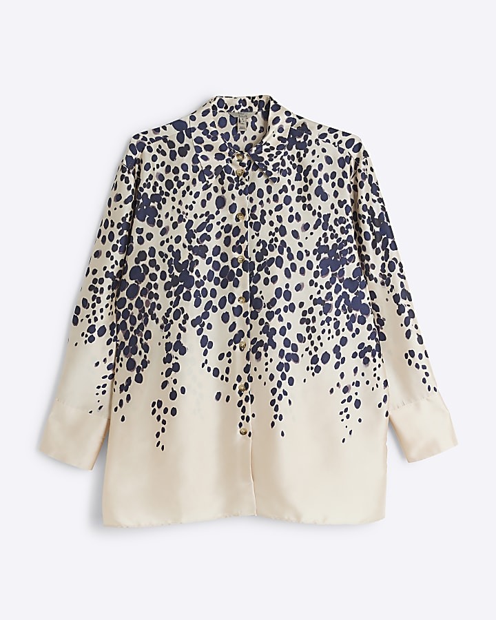 Cream gradient leopard print shirt