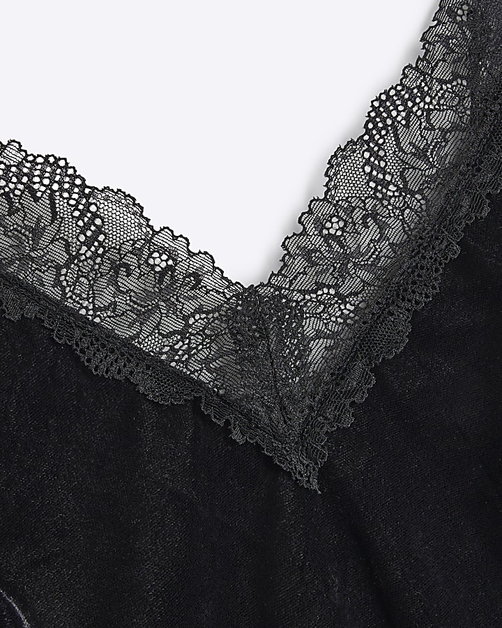 Black Velvet Lace Cami Top