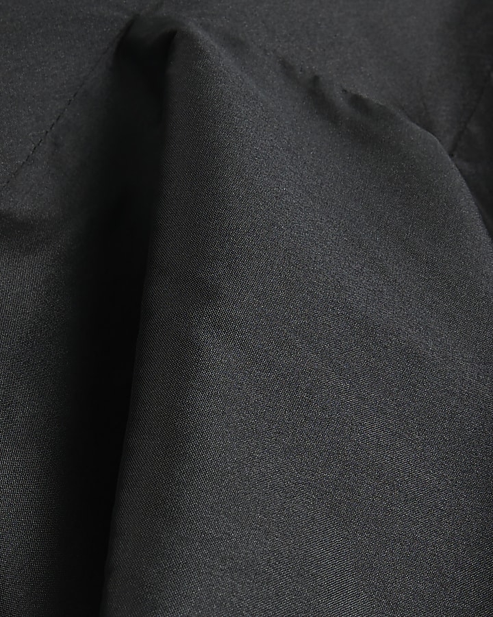 Black Pleated Sateen Mini Skort