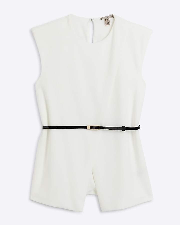 White scuba belted vest top