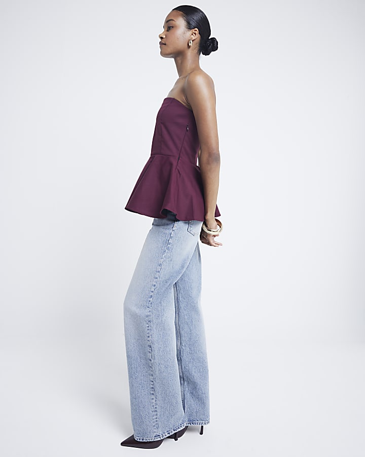 Purple bandeau peplum top