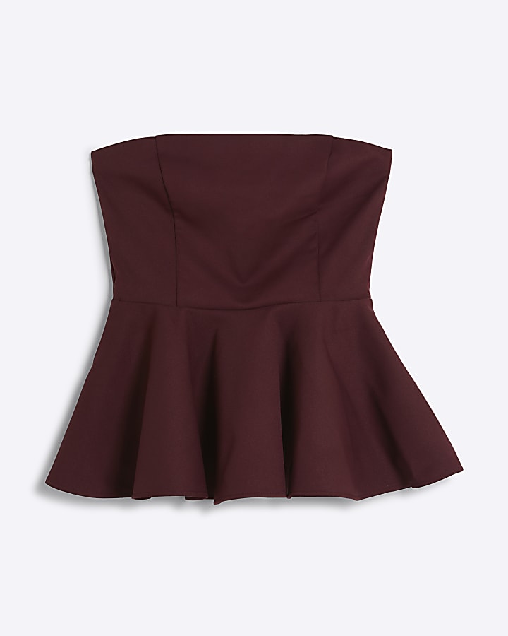 Purple bandeau peplum top