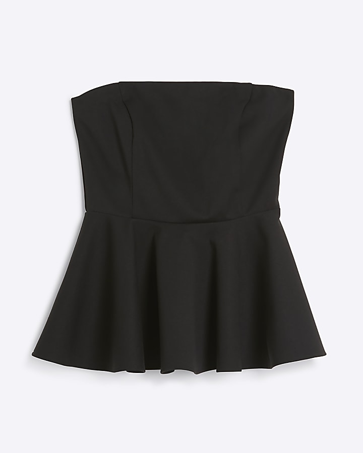 Black bandeau peplum top