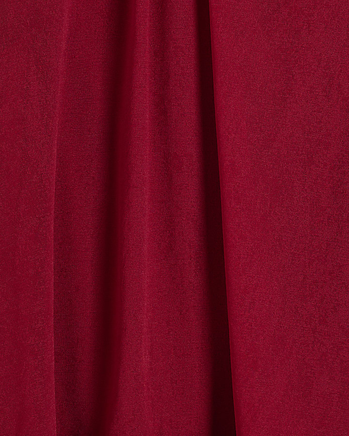 Red Chiffon Mesh Blouse