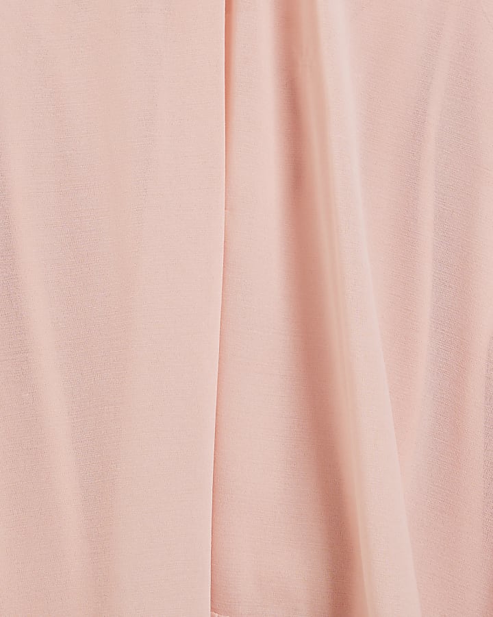 Pink Chiffon Mesh frill Blouse