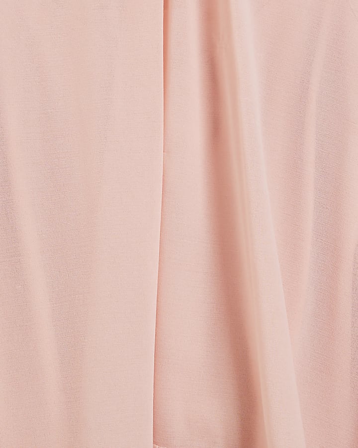 Pink Chiffon Mesh frill Blouse