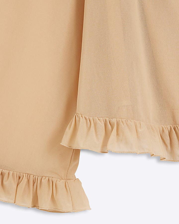 Beige Chiffon Mesh Blouse